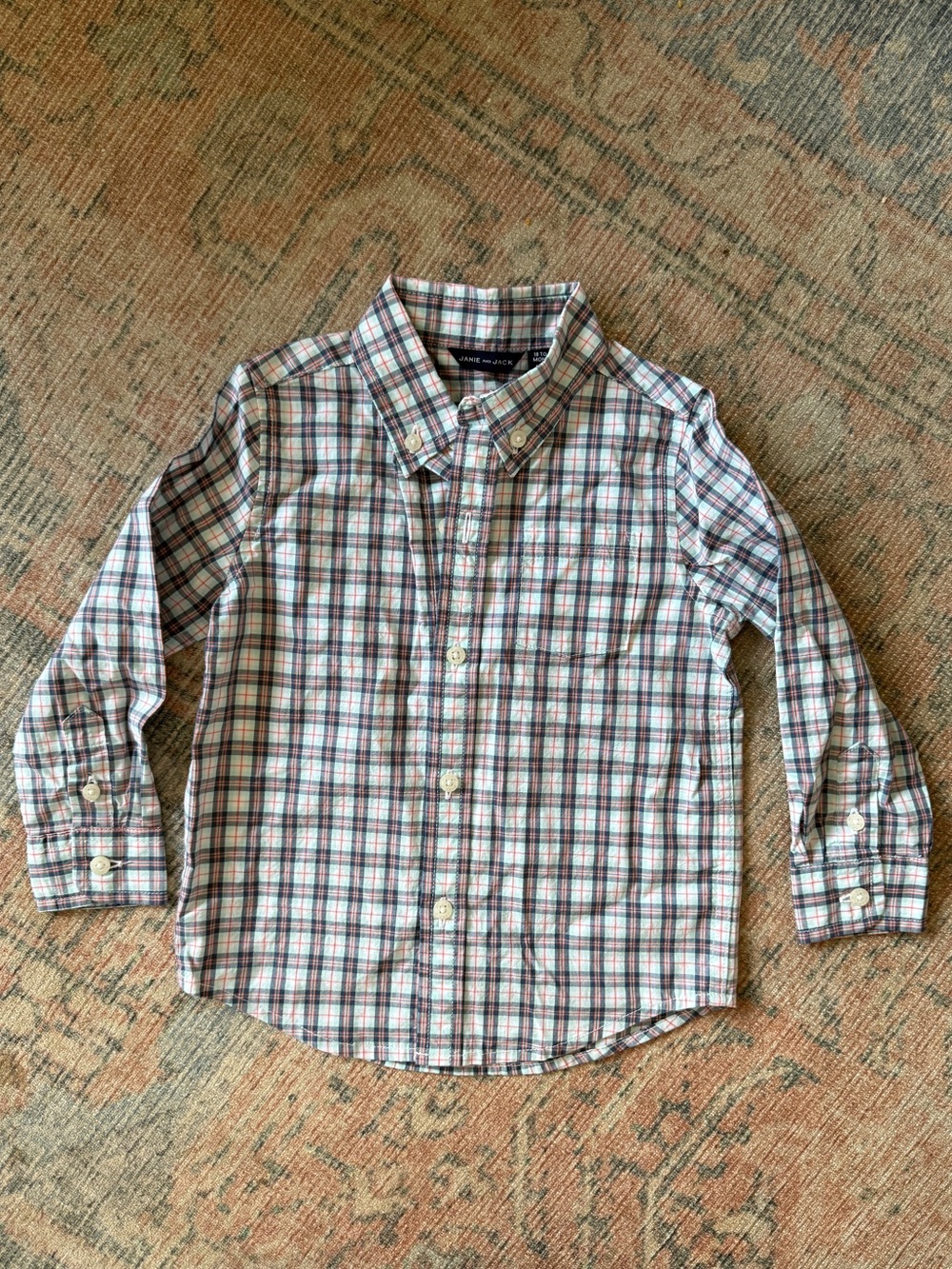 Janie + Jack - Boys 18-24 Mos- Button-Down Plaid Long-Sleeve Shirt